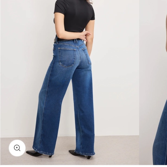 NWT GOOD AMERICAN Soft Tech Good Petite Skate Wide Jeans - Picture 5 of 12